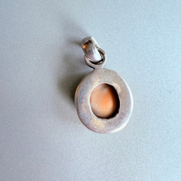 Gomati Shiva Eye Chakra Natural Shell Sterling Silver 925 Pendant Charm 1.2" - Picture 4 of 8